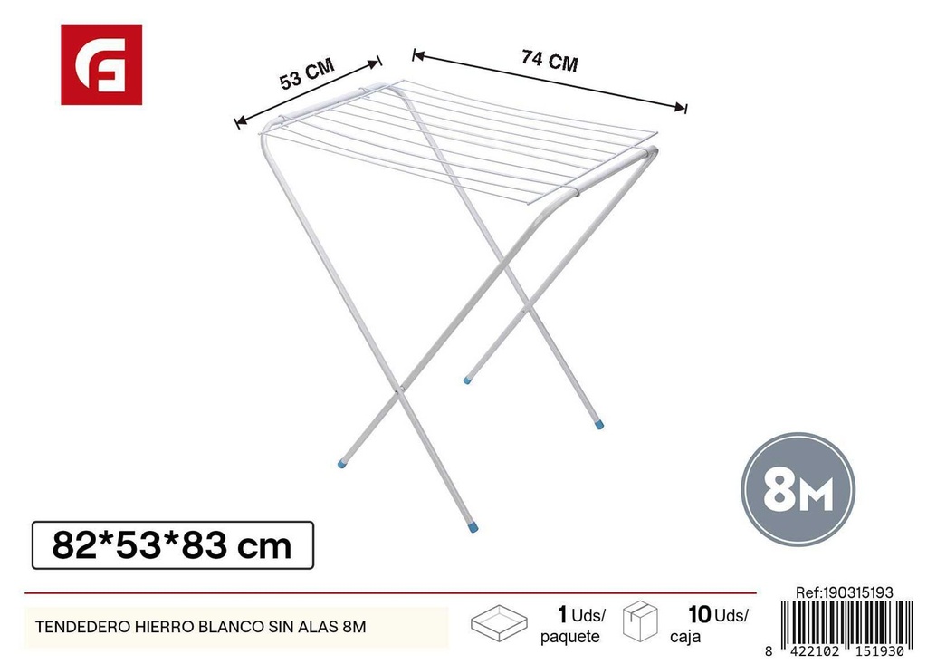 Tendedero de hierro blanco sin alas 8m - Accesorios de limpieza