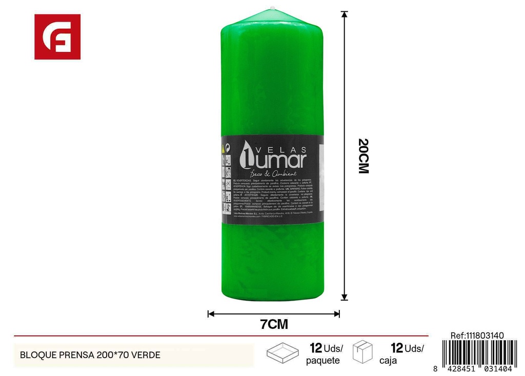 Bloque prensa verde 200x70 - Ambientadores