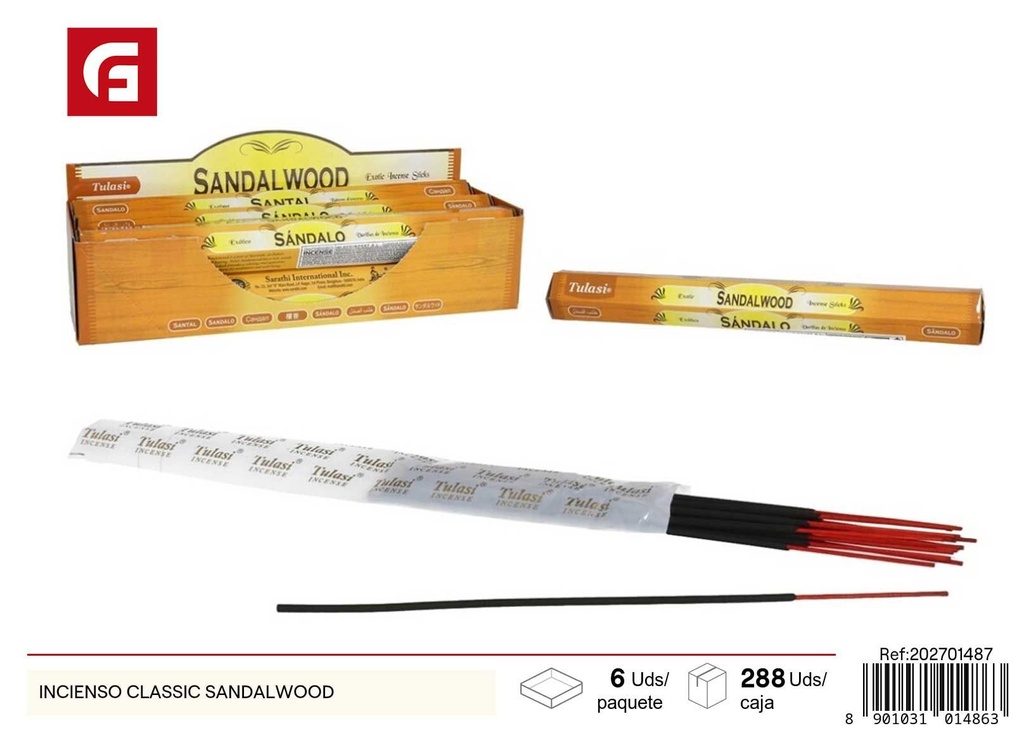 Incienso clásico de sándalo, 20 varitas - Ambientadores y productos de aroma