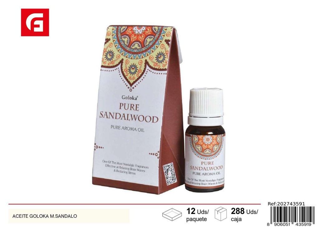 Aceite ambiental Goloka Sándalo - Productos aromáticos y aceites esenciales
