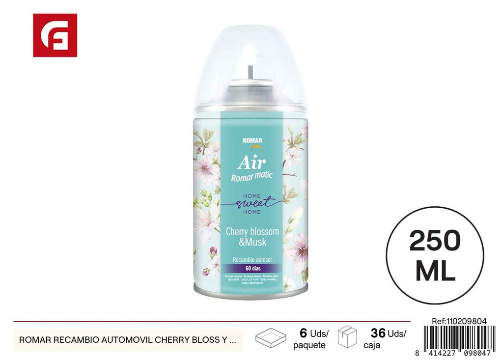 Recambio para ambientador de automóvil flor de cerezo y musk 250 ml - Ambientadores de coche