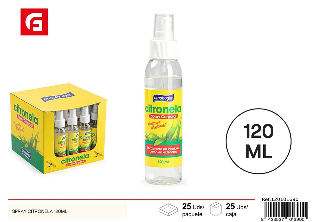 Spray citronela 120ml - Repelente de mosquitos y ambientadores