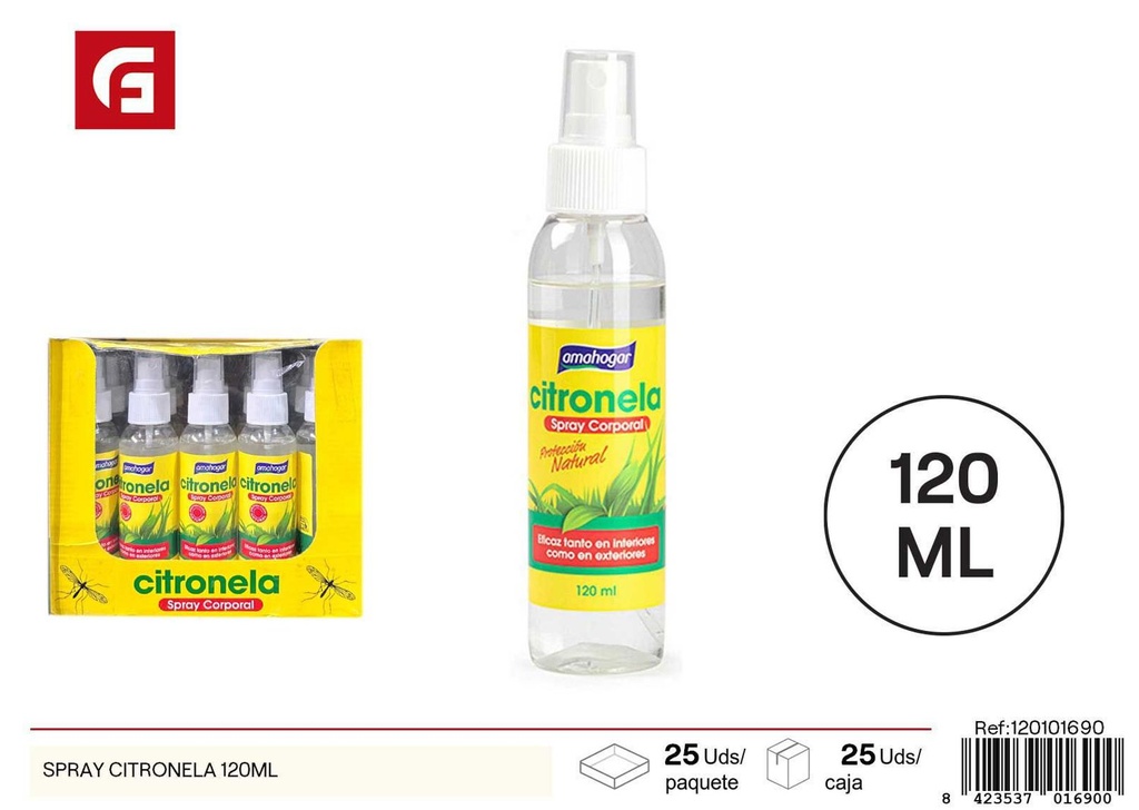 Spray de citronela 120ml - Repelente de insectos