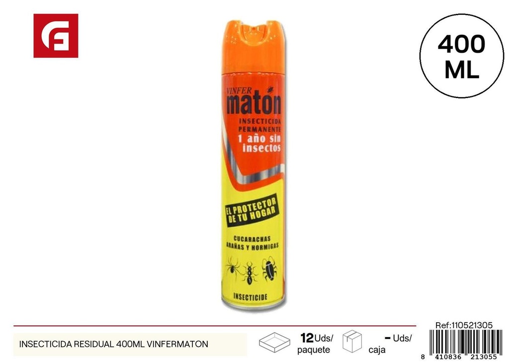 Insecticida residual 400ml - Limpieza y cuidado del hogar