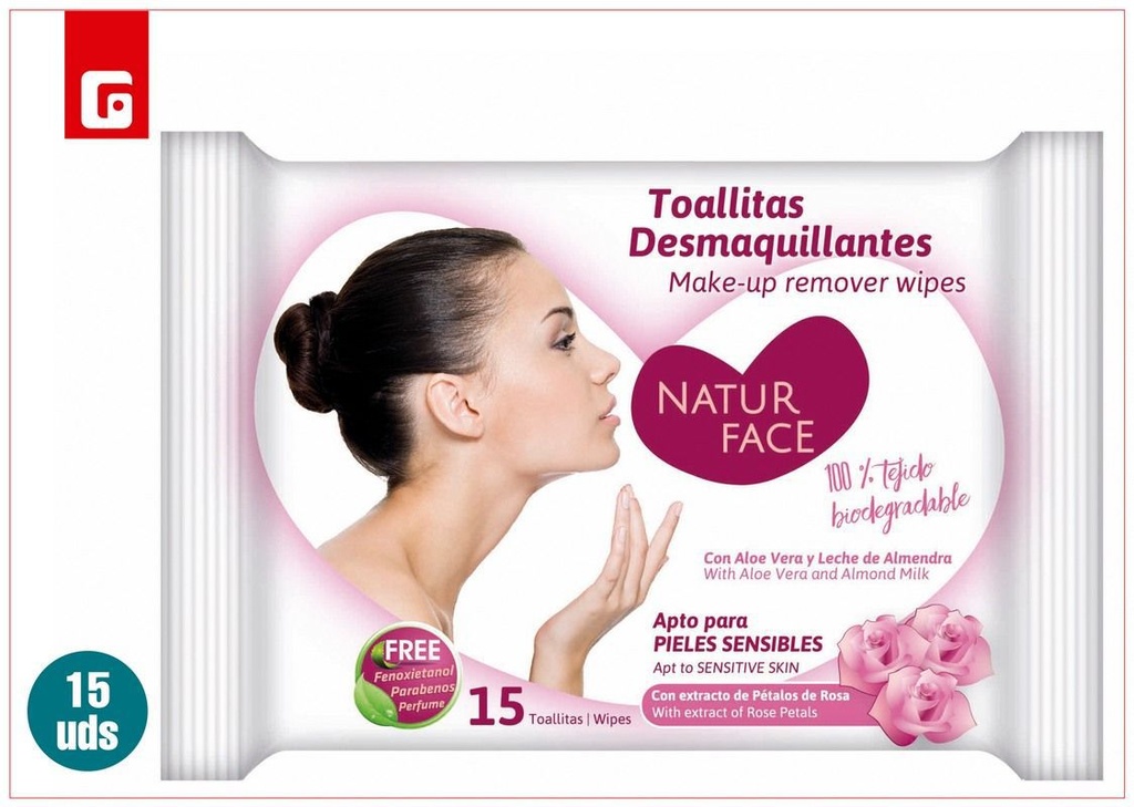 Toallitas desmaquillantes pétalos de rosa - Cuidado personal facial