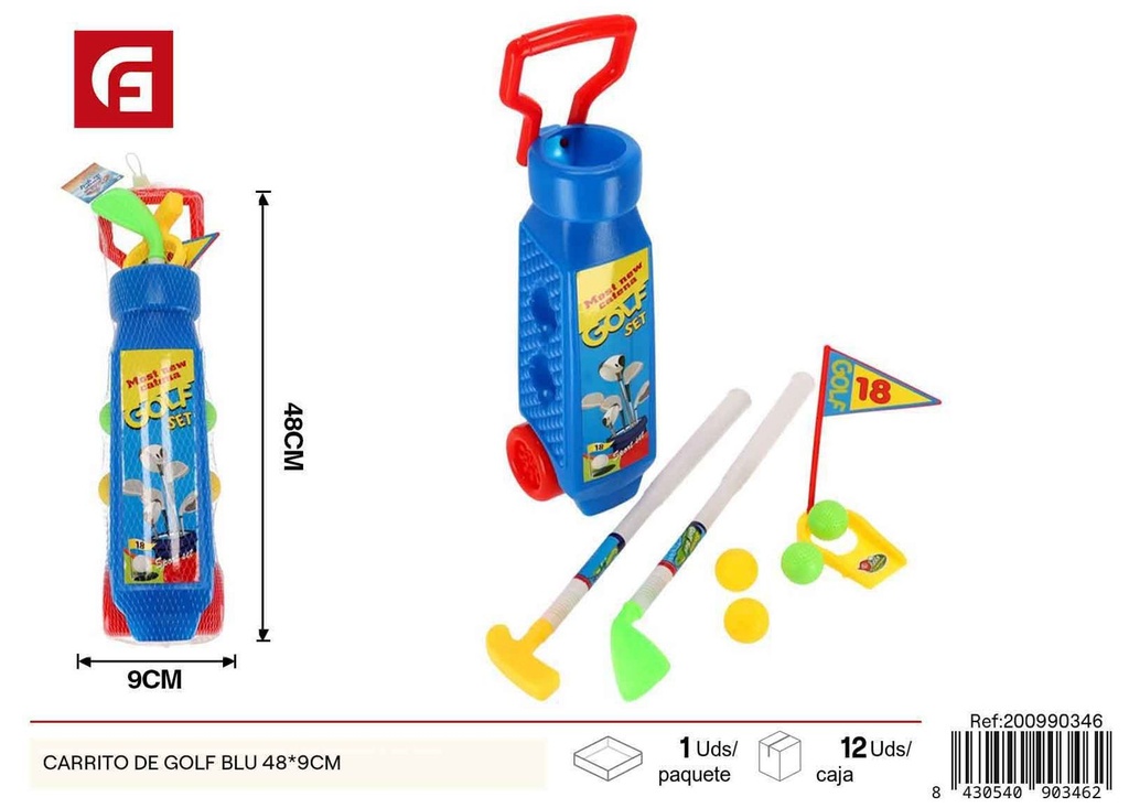  Carrito de golf azul 48x9cm - Accesorios deportivos y golf