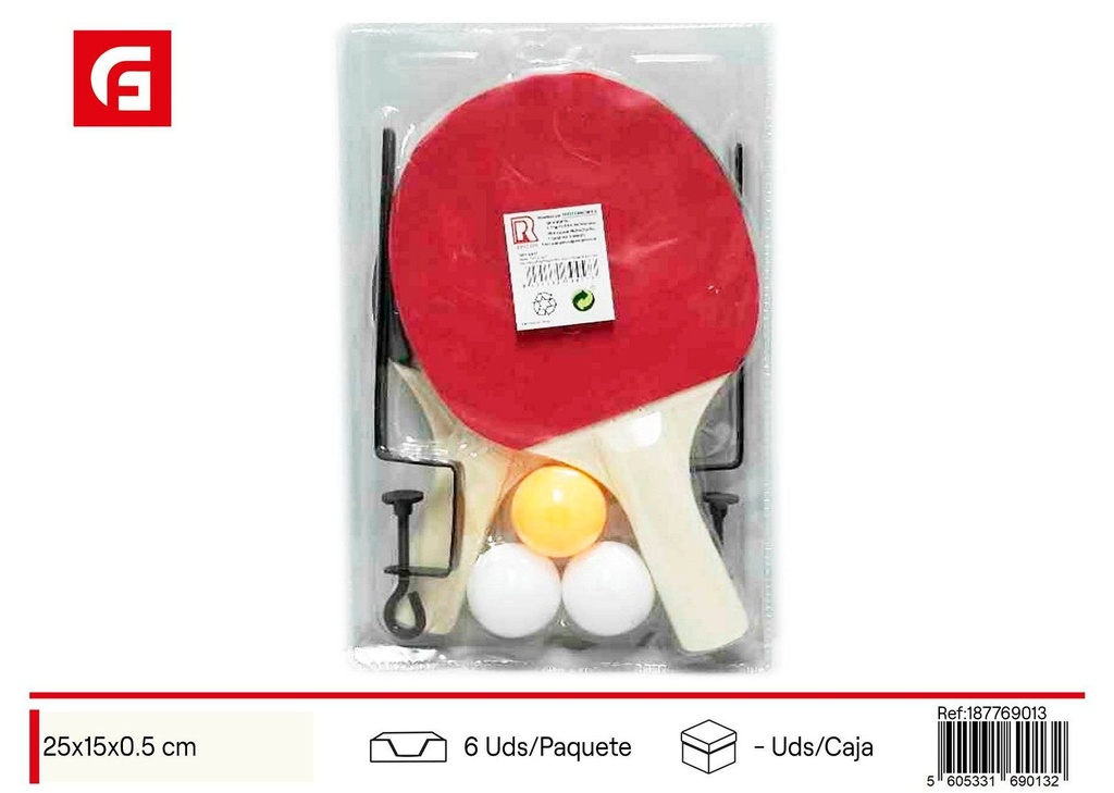 Raqueta de ping pong 25x15x0.5cm + red de metal - Juguetes deportivos y de mesa