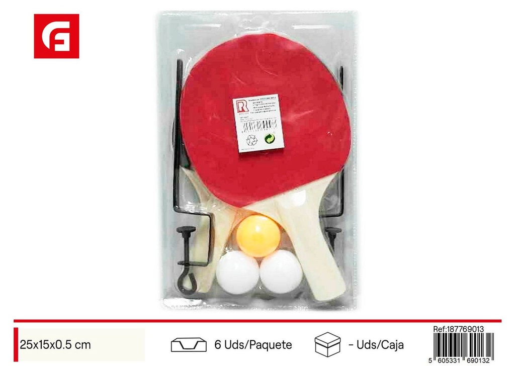 Raqueta de ping pong 25x15x0.5cm con red