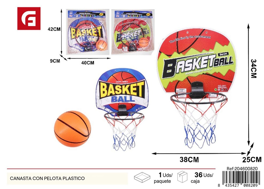  Canasta de baloncesto con pelota plástico - Juguetes deportivos para niños