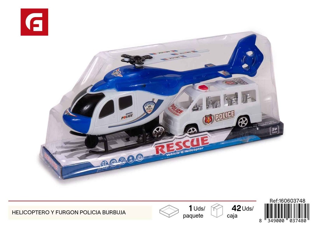 Helicóptero y furgón policía burbuja - Juguetes y vehículos