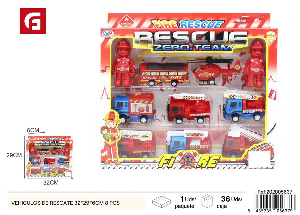 Juguete de coches de rescate 32x29x6 cm - Colección de vehículos de rescate