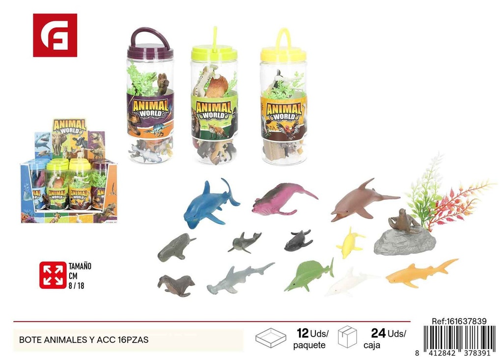 Set de animales juguete 16 piezas - Figuras de animales para niños