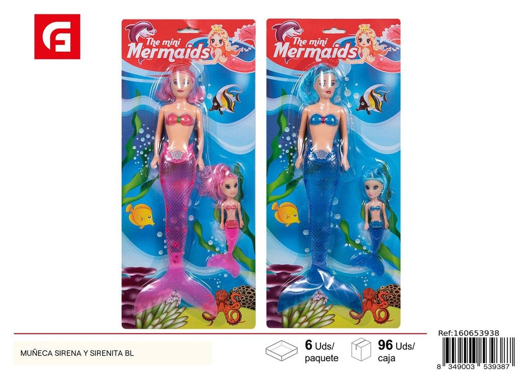 Muñeca sirena y sirenita BL - Juguetes acuáticos de fantasía