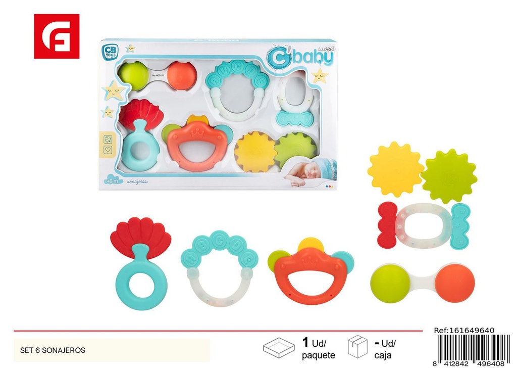 Set de 6 sonajeros para bebés - Juguetes para bebés