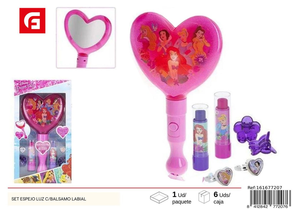 Set espejo con luz y bálsamo labial - Juguetes y belleza infantil