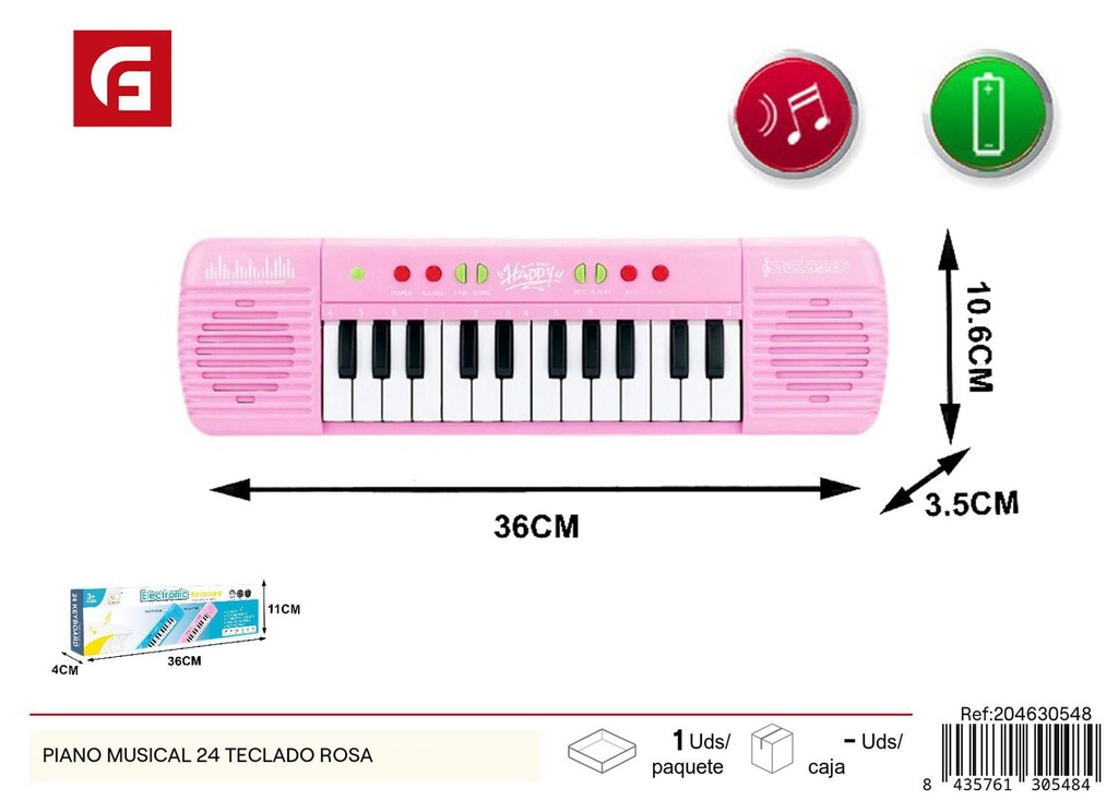 Piano musical 24 teclas rosa - Juguetes musicales