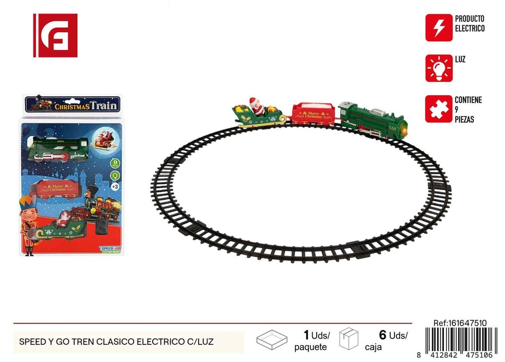 Tren clásico eléctrico Speed y Go con luz - Juguetes ferroviarios para niños