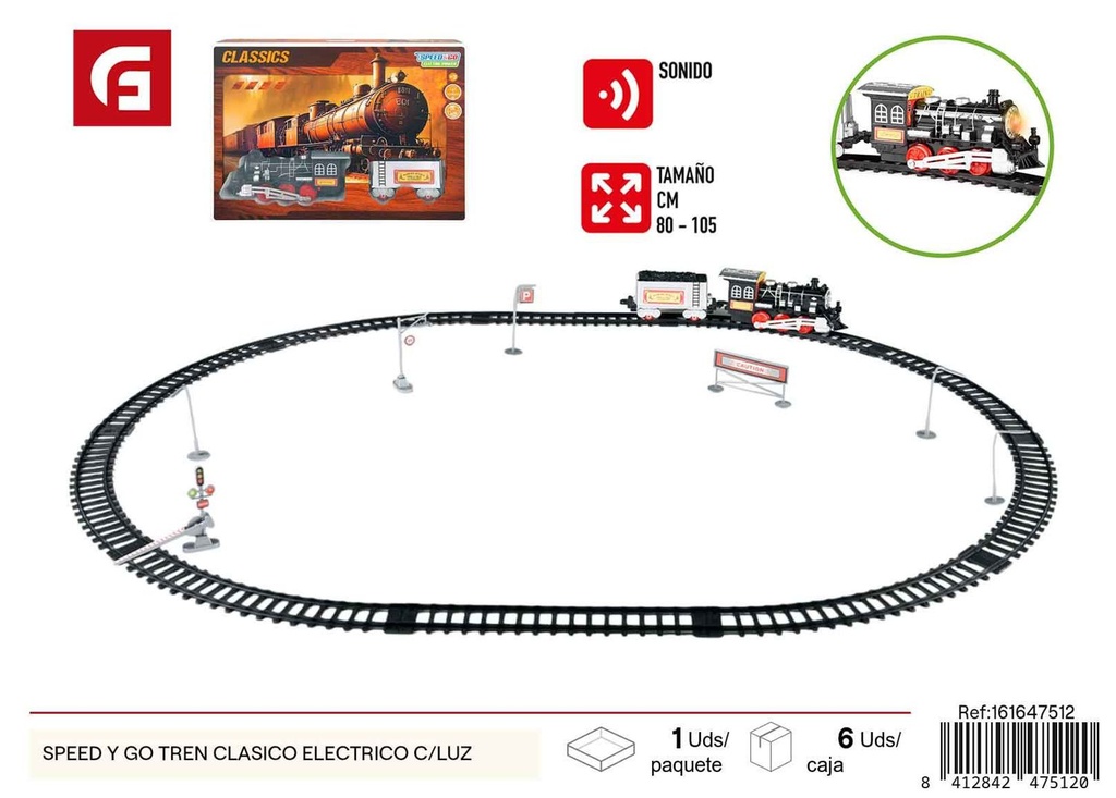 Tren clásico eléctrico Speed y Go con luz - Juguetes de trenes para niños