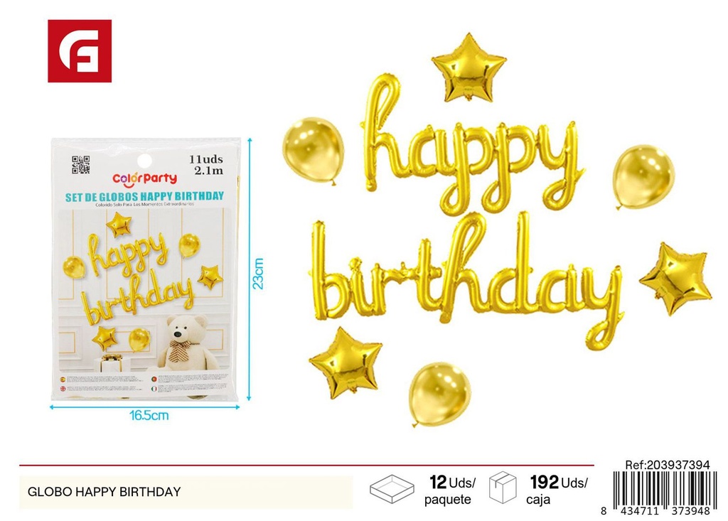 Globo "Happy Birthday" - Decoraciones para fiestas