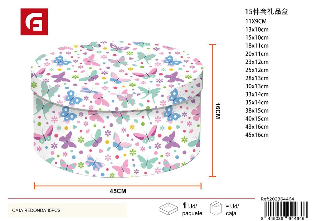 Caja redonda 15 piezas - Artículos de regalo