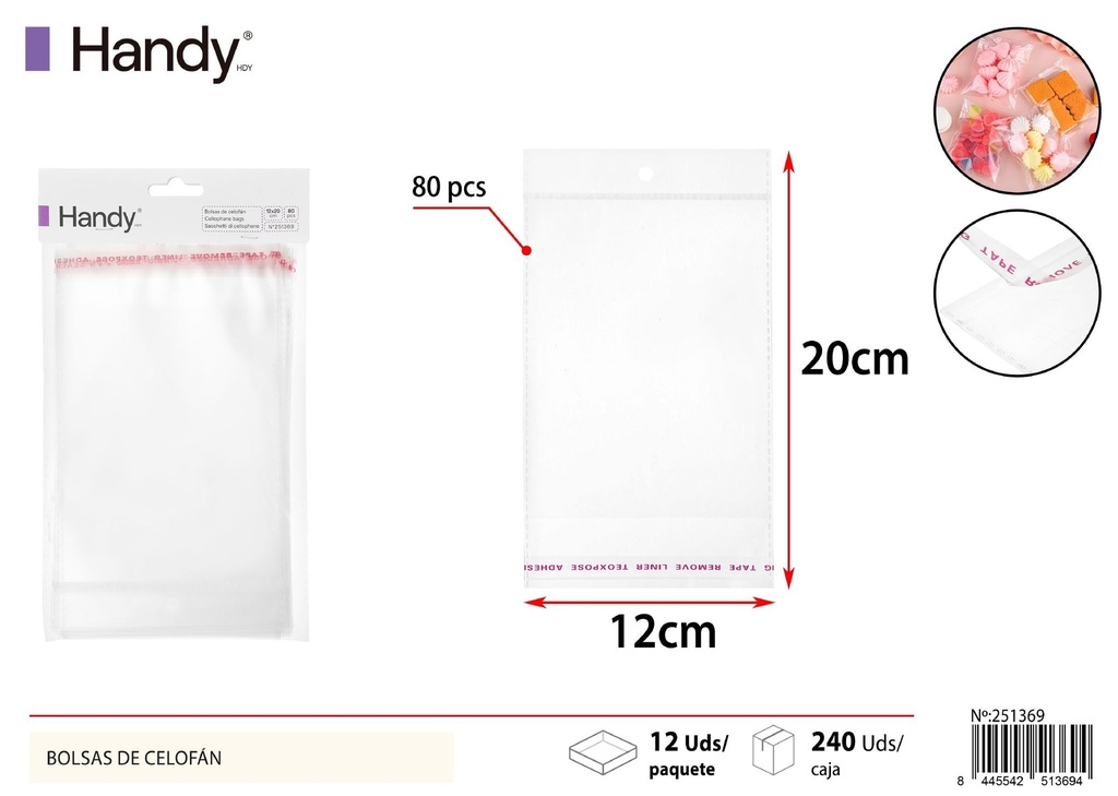 Bolsita OPP con agujero de avión 12*20 4 mil 80 pcs - Embalaje para alimentos
