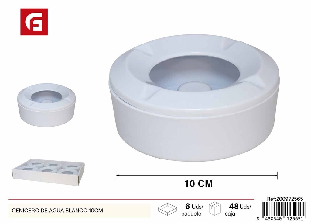 Cenicero de agua blanco 10cm - Artículos para fumadores y ceniceros