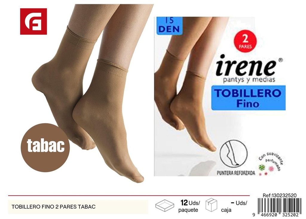 Media tobillera fina 2 pares tabaco - Ropa y textil