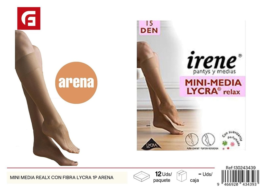 Mini media relax con fibra lycra 1P arena - Medias y calcetines