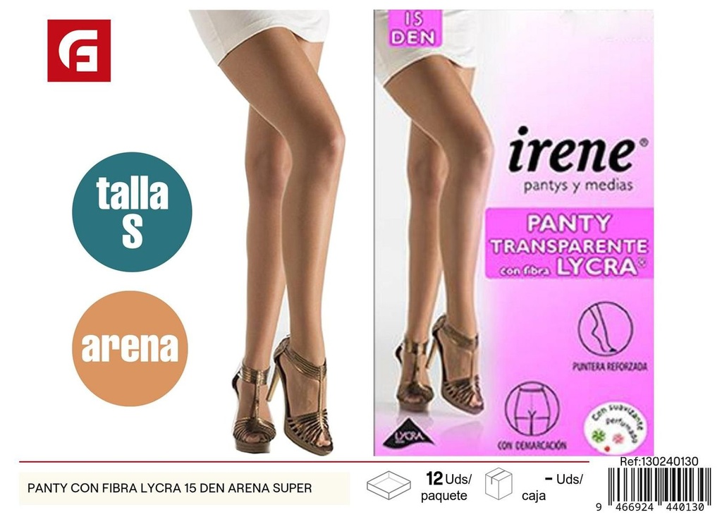 Panty con fibra lycra 15 den de color arena - Medias y accesorios de costura
