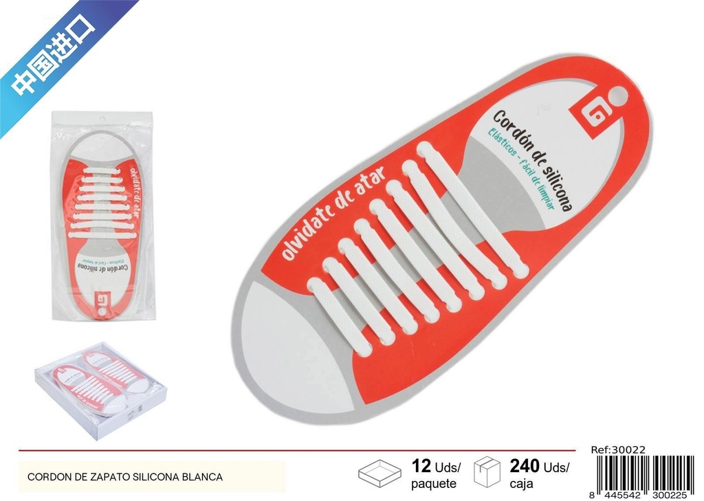 Cordón de zapato silicona blanca - Accesorios de mercería