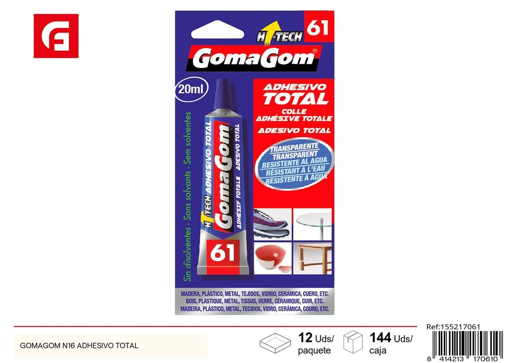 Gomagom Nº61 Adhesivo total 20 ml - Manualidades y pegamentos