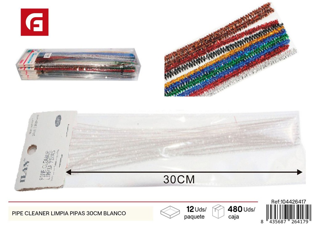 Limpia pipas 30 cm en blanco - Manualidades