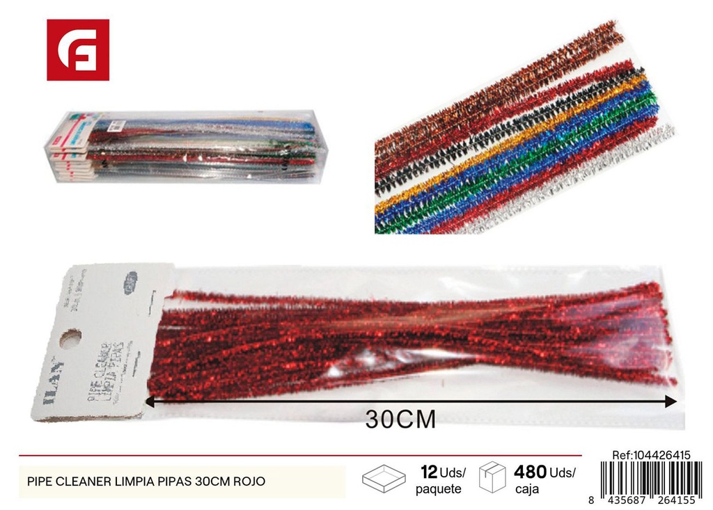 Limpia pipas 30 cm en rojo - Manualidades