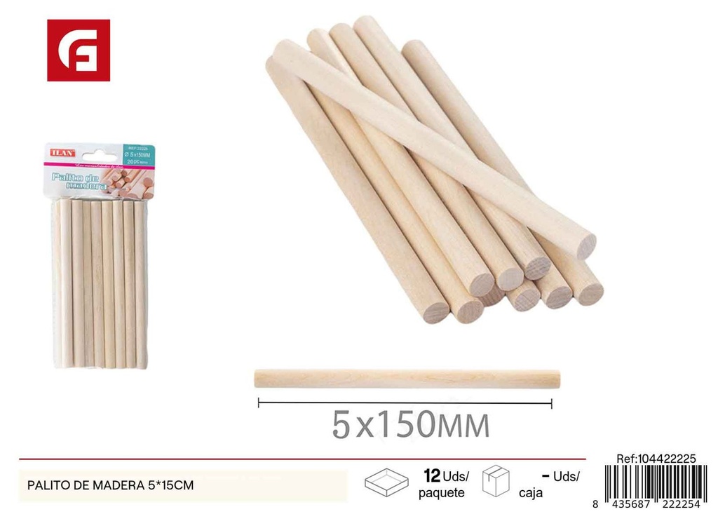 PALITO DE MADERA 5*15CM - Palitos de Madera para Manualidades 