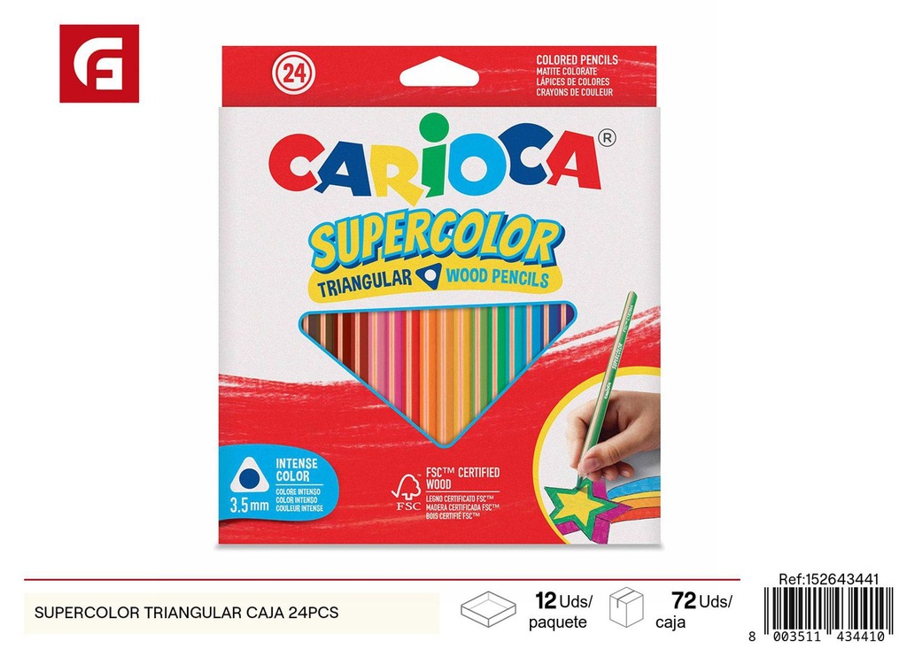 Caja de ceras triangulares Supercolor 24 pcs - Material escolar