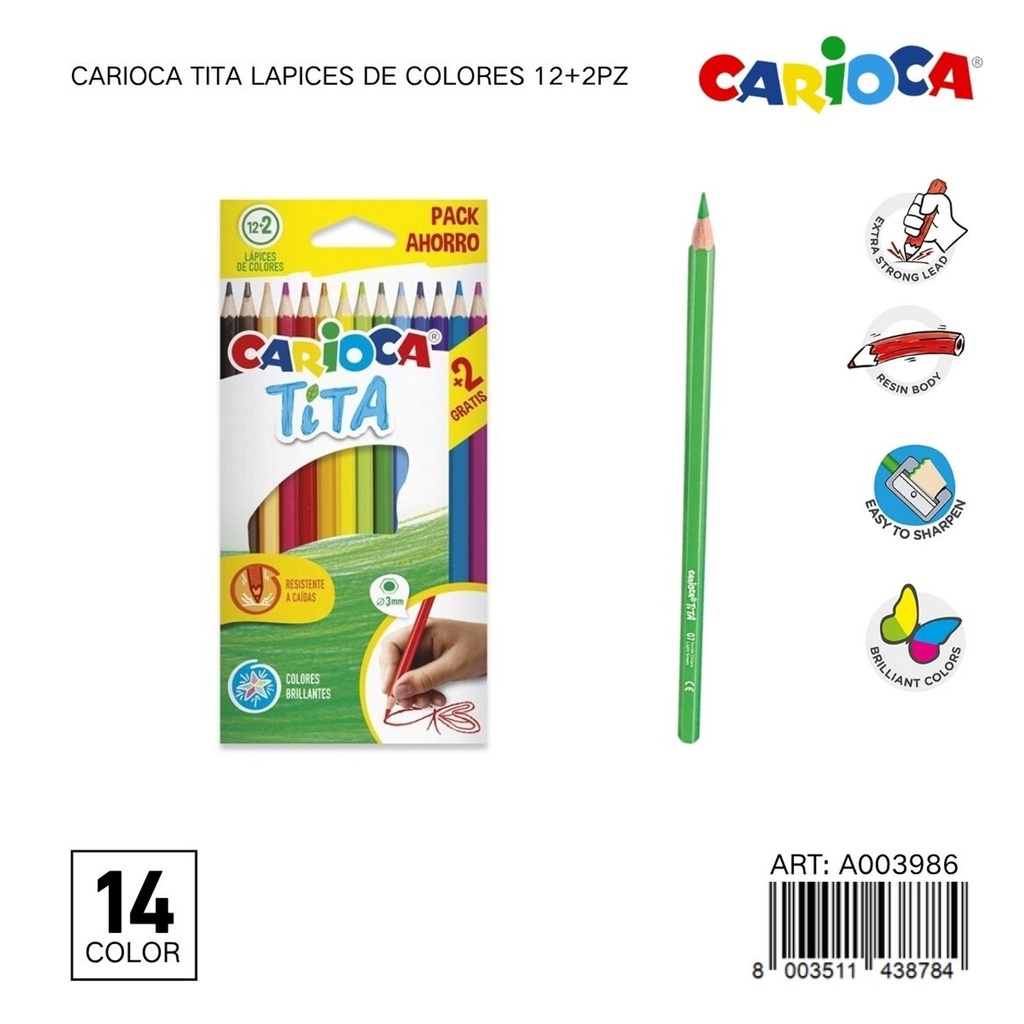 Lápices Carioaca Tita 12+2pz - Material escolar y papelería