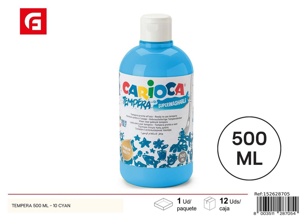 Pintura acrílica cyan 500 ml - Material escolar y de arte