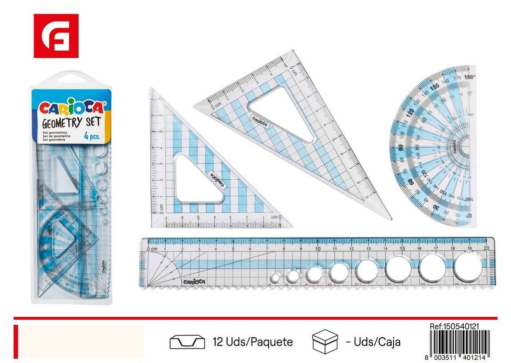 Set geométrico Carioca 4 pz - Material escolar y útiles de dibujo