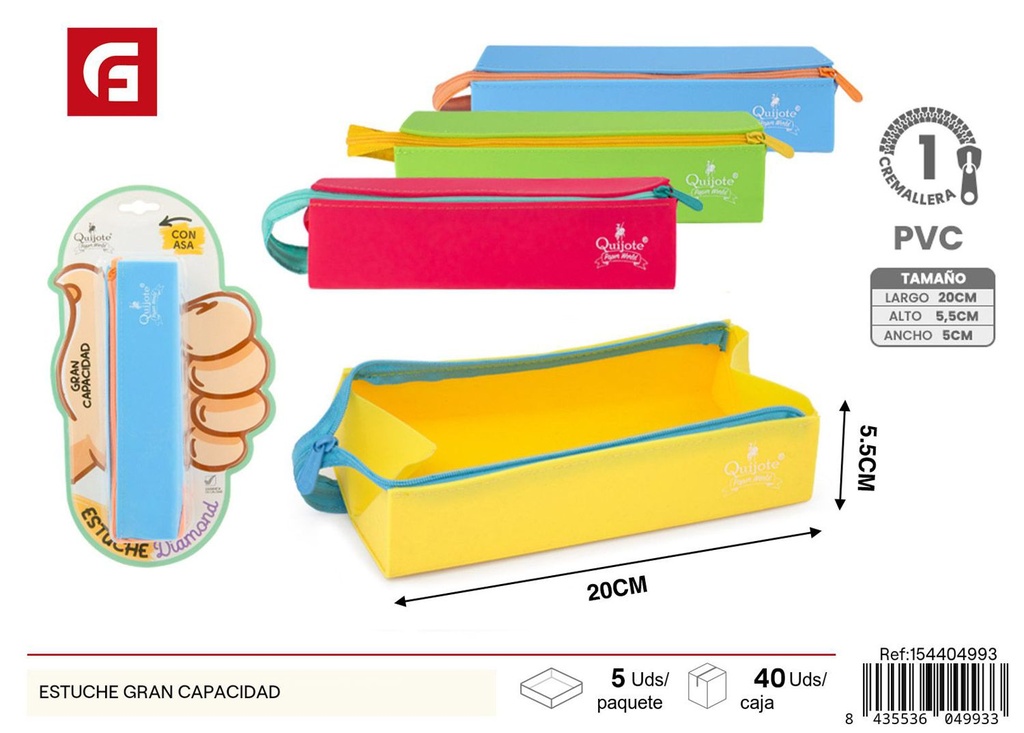 Estuche grande con cremallera - Bolsa de almacenamiento escolar