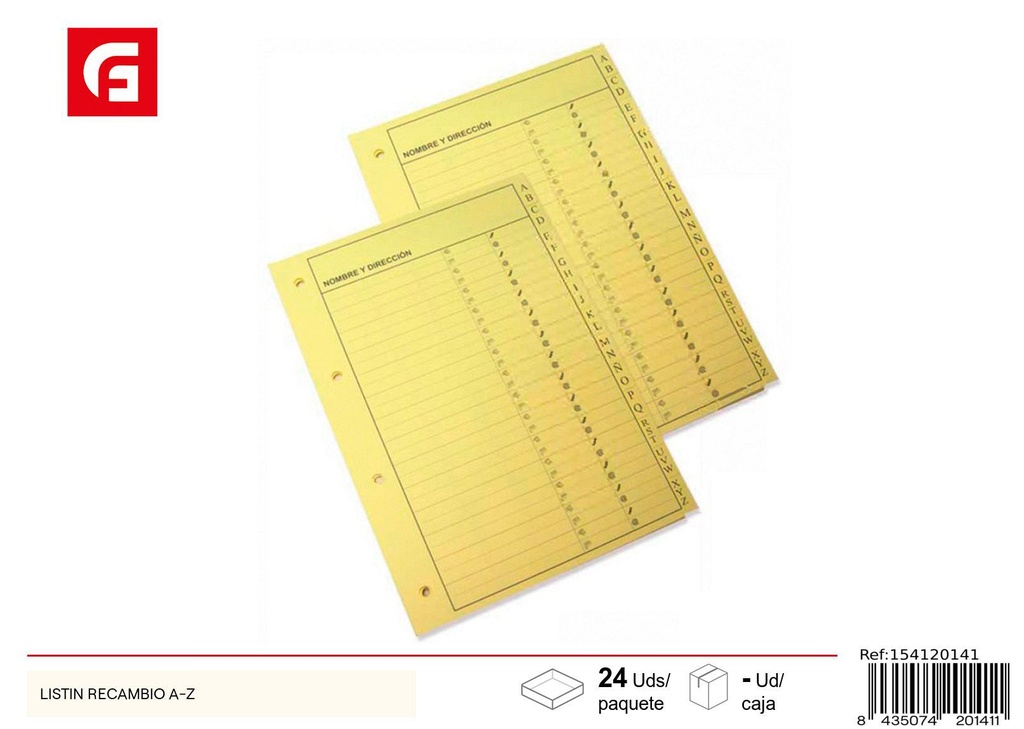 Lista de recambios A-Z - Material escolar y papelería