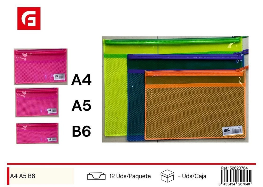 Sobre A5 con cremallera PVC - Material de oficina y papelería