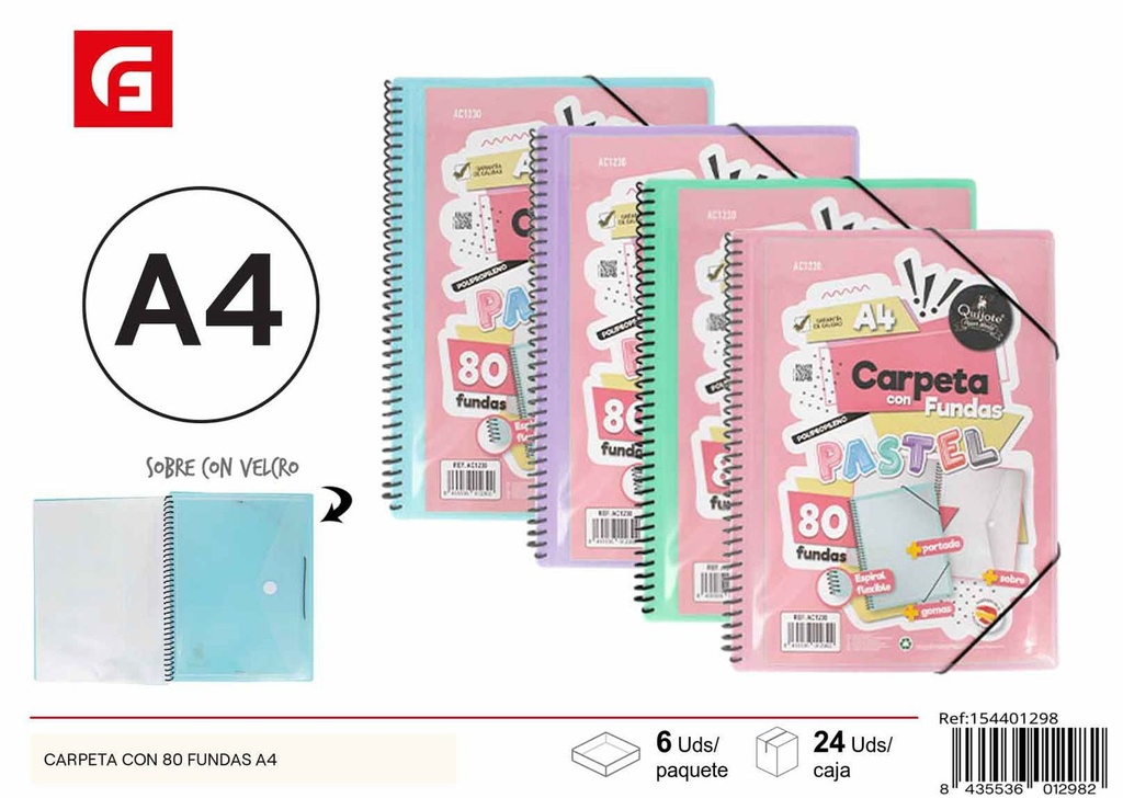 Carpeta con 80 fundas A4 - Material de oficina y organización