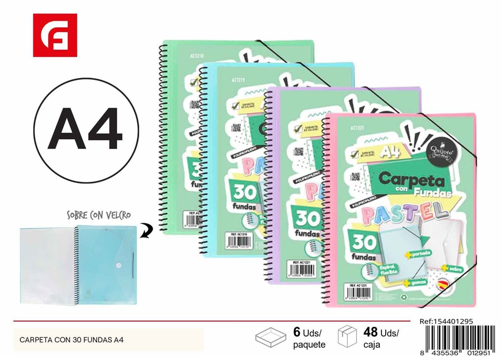 Carpeta con 30 fundas A4 - Material de oficina