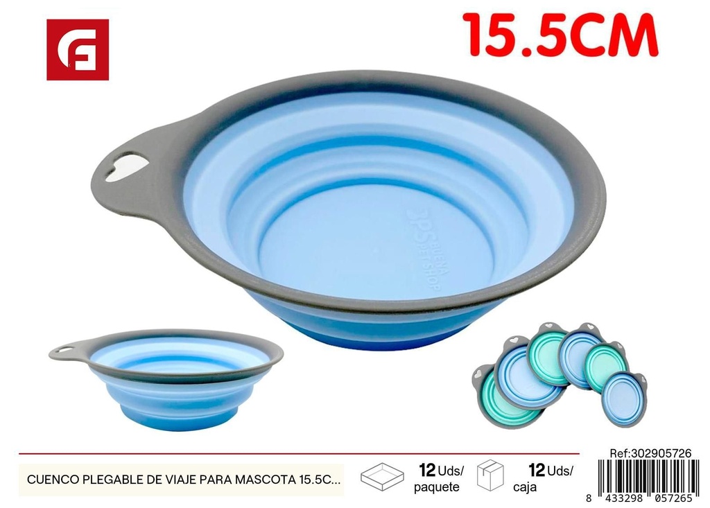 Cuenco plegable de viaje para mascota 15.5cm - Comederos y accesorios para mascotas