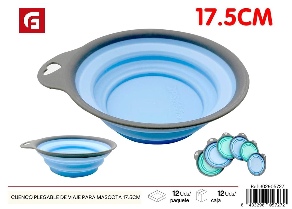 Cuenco plegable de viaje para mascota 17.5cm - Comederos y accesorios para mascotas