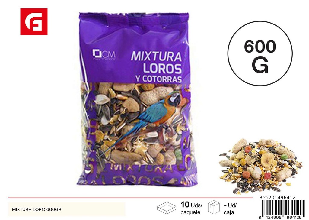 Comida para loros 600g - Alimento para mascotas