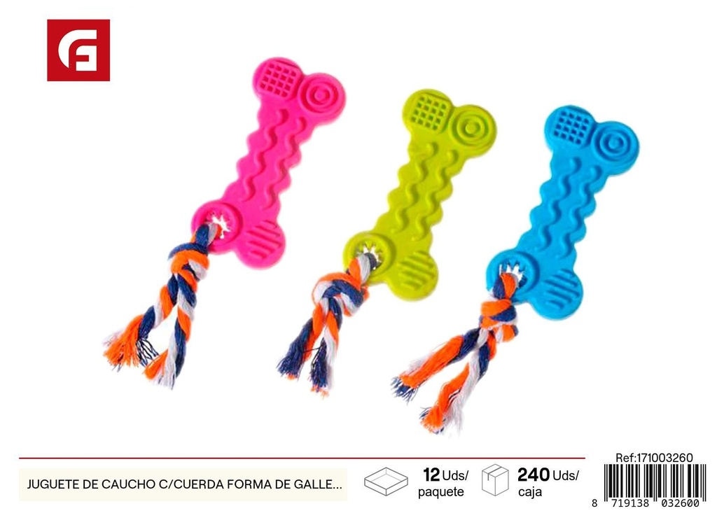Juguete de goma con cuerda en forma de galleta - Juguetes para perros