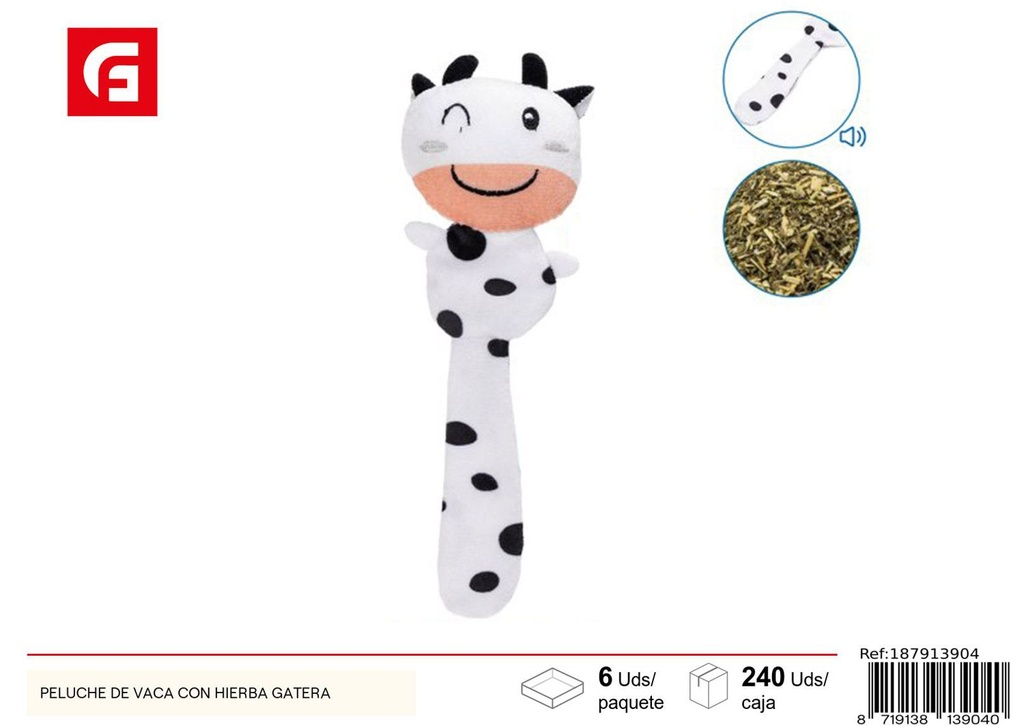 Juguete peluche vaca con hierba - Accesorios para mascotas
