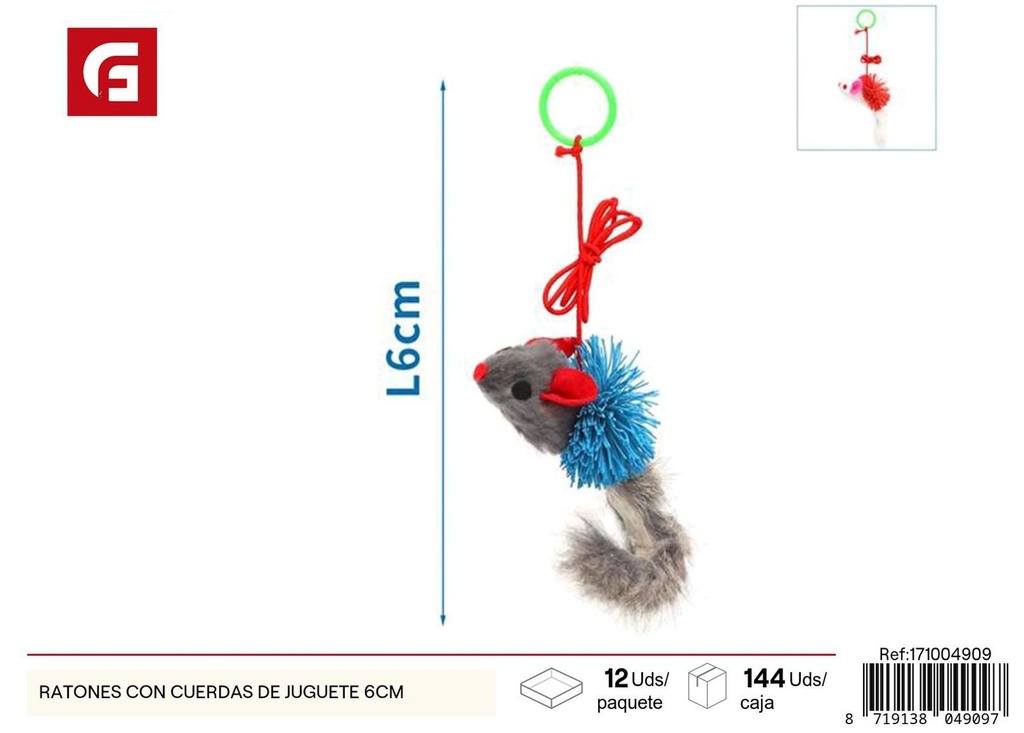 Juguete para mascotas - Ratones con cuerdas de juguete 6CM