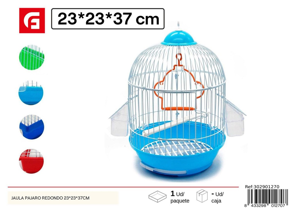  Jaula redonda para pájaros 23x23x37cm - Equipamiento y jaulas para aves